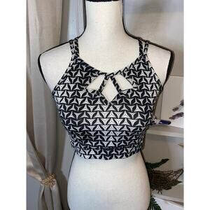 Victoria Secret Sports Bra size Large GUC Black White Strap Back